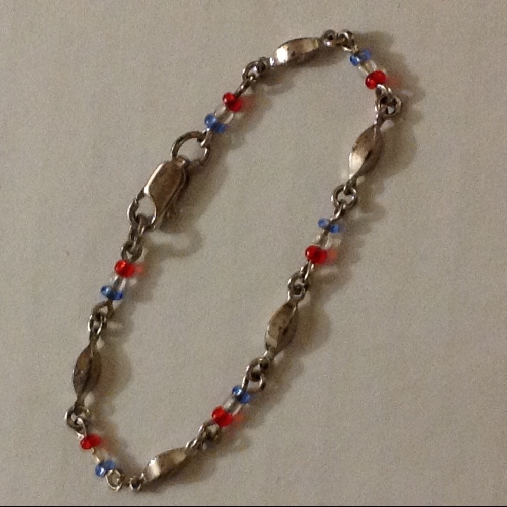 Vintage 1940s 1950s Patriotic Bracelet 4 1/2 to 5 inch wrist or smaller July 4th
